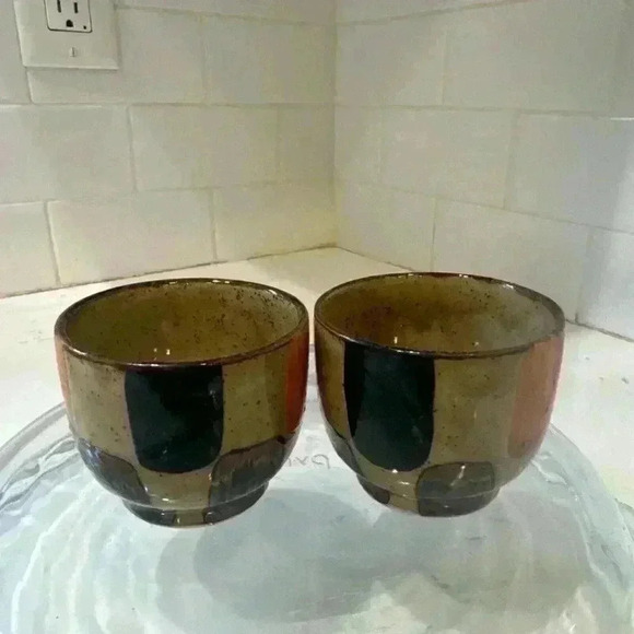 Pottery expresso/sake cups (2) set Earth Tones Handmade - Picture 1 of 9